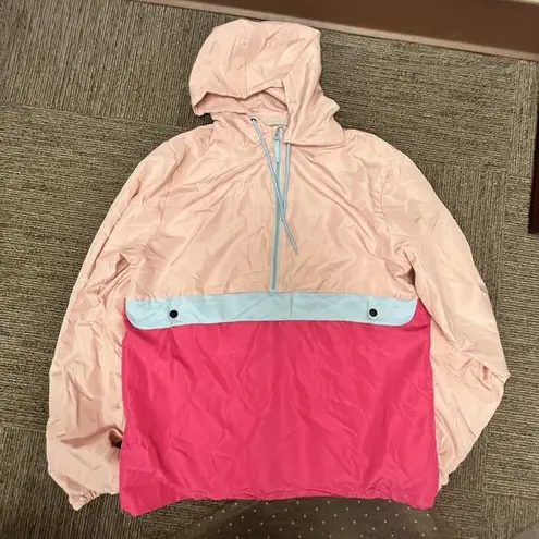 Black Jack 1999 USA Windbreaker Surfer Pink ColorBlock Pullover 1/2 Zip XL Retro