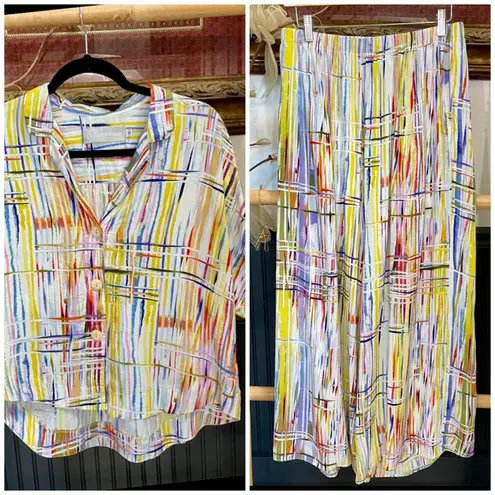 Jams World Viola Twist 2 Piece Set Button Up Boxy Top & Wide Leg Pants Medium🧡🎀