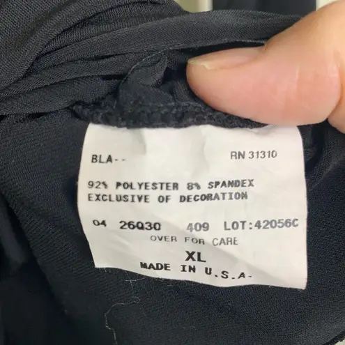 AB Studio Y2K Black Slinky Blouse Knit Ring Ruched Bust Sz XL