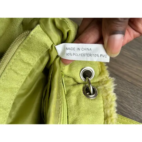 Y2K Green Faux Fur Trim Shoulder Bag