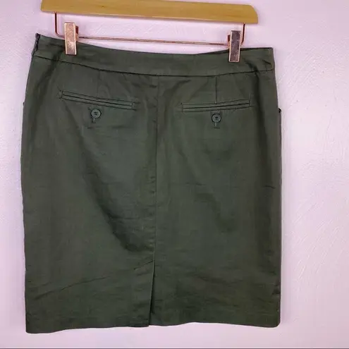 New York & Company Stretch Twill Khaki Pencil Skirt Olive 6 Green