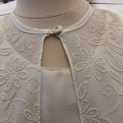 Vintage Beaded Cream Floral Top and Cardigan Set Large