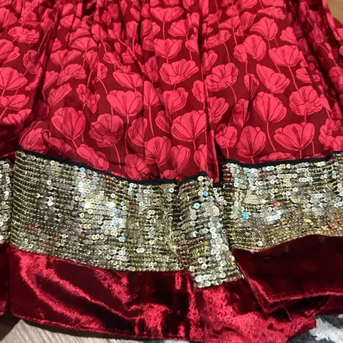 Handmade Indian Formal Elegant Black and Red One-Shoulder Dress Size 12/14