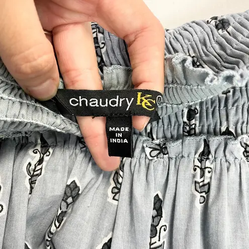 Chaudry KC Womens Skirt Size Large Tiered Maxi Boho Paisley Boho Peasant Indie Blue