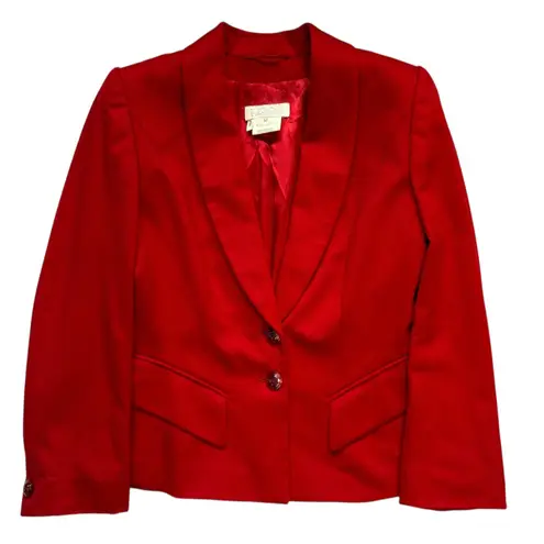 Escada Margaretha Ley VINTAGE Cherry Red Cashmere Blazer Shawl Collar Womens 4