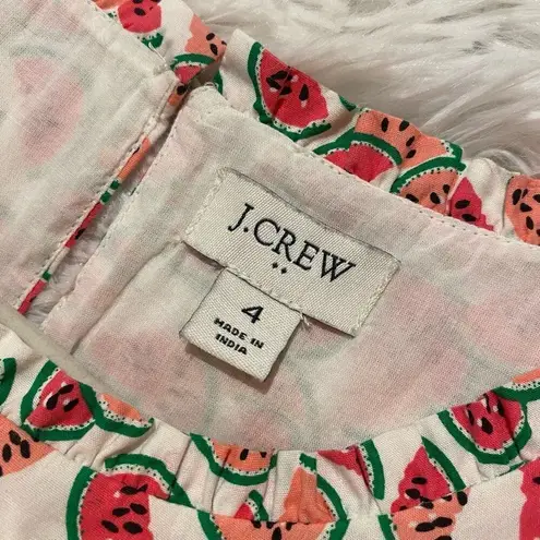 J Crew Cotton Tiered A Line Dress in Watermelon White Pink Size 4 White
