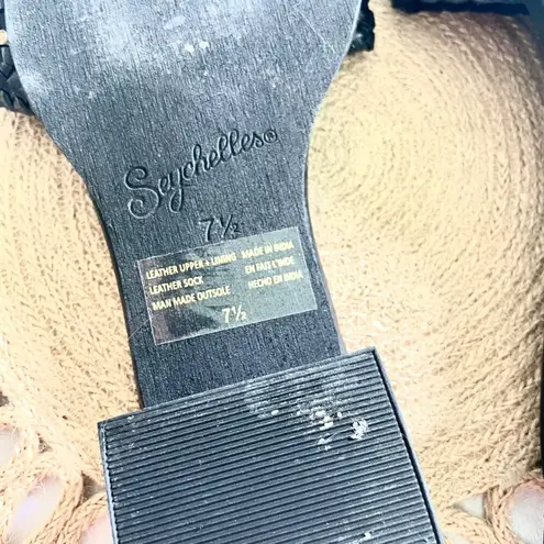 Seychelles Anthropologie Black Leather Woven Slide On Heels Size 7.5