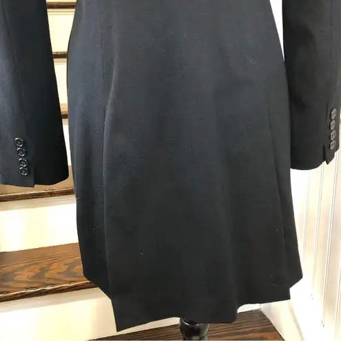 Ralph Lauren Military Faux Fur Lapel Double Breasted Black Wool Riding Coat Sz 6