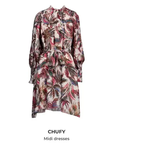 Chufy Red and Pink Mock Neck Bishop Sleeve Dress size M Size M