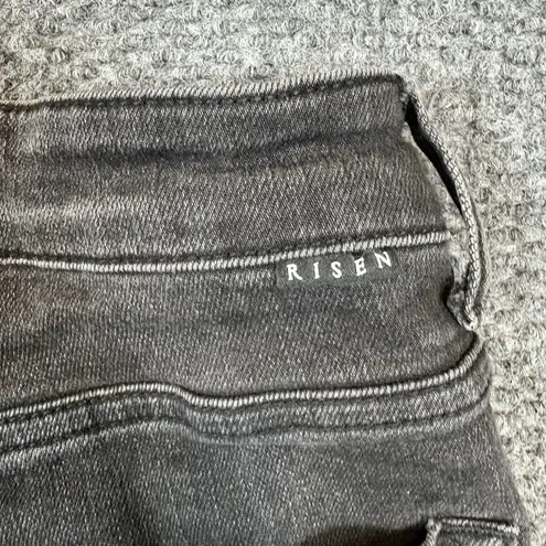 Risen Womens Jeans Size 5/27 BLACK STRAIGHT LEG Distressed JEANS