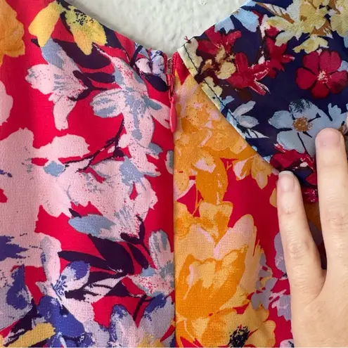 Lulu’s Red Radiant Ruby Floral Chiffon Asymmetrical Dress Size XL