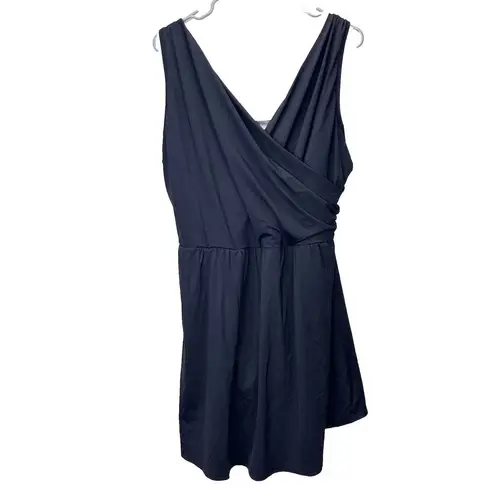 Lands' End Black Long Slender Suit Wrap Mini Swim Dress One Piece Size 24 DDD