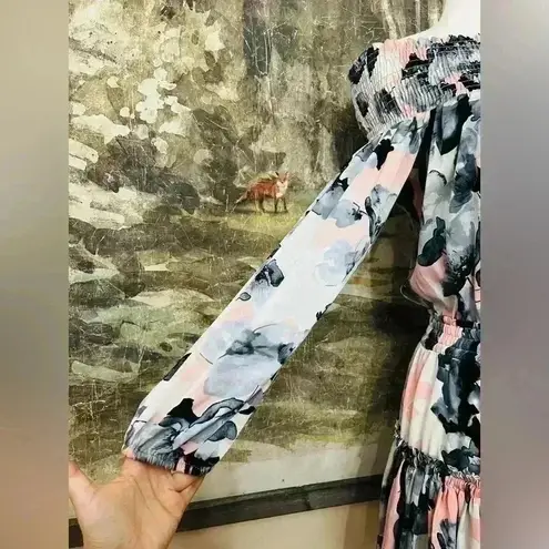 MISA Los Angeles Freesia Off The Shoulder Watercolor Floral Dress Size XS $282