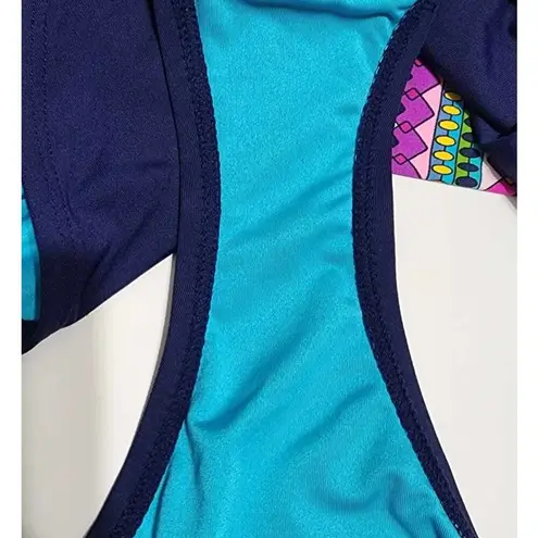 Anne cole Desert Diamonds Banded Bikini Top Foldover Waist Swim Bottom Set Large