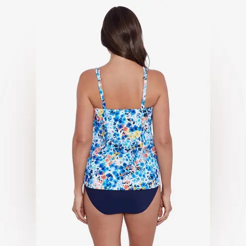 Shape Solver by Penbrooke Womens Handkerchief Hem Tankini Top Blue Size 12