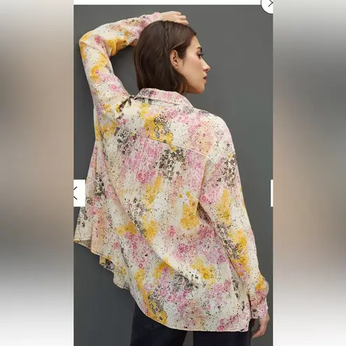 Pilcro | Anthropologie Smocked Buttondown Boho Blouse Women’s Size XXSP Pink