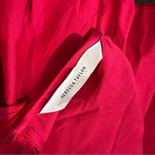 Rebecca Taylor Women’s GORGEOUS bell sleeve Elegant Red Satin Blouse sz 12