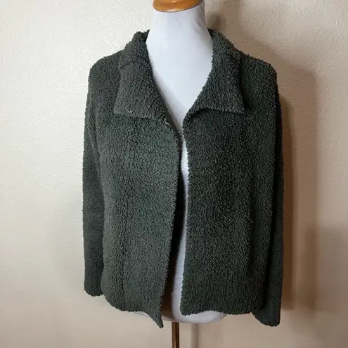Barefoot Dreams CozyChic Funnel Neck Cardi Sweater - Spruce Green SMALL