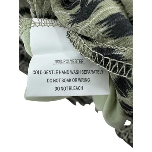 Petal and Pup Womens Olive Green Leopard Pattern Ruffle Off Shoulder Midi Dress 6