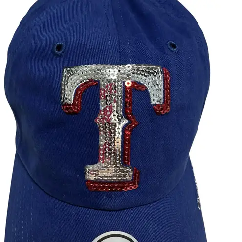 47 Brand Texas Rangers Sparkle Sequin Hat Women's '47 Clean Up Cap Adjustable Blue MLB