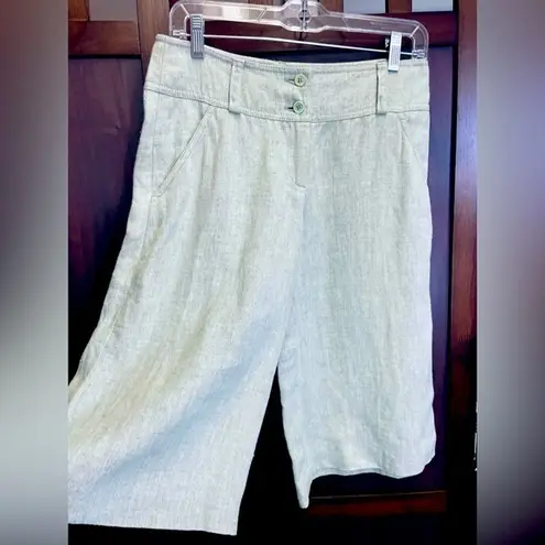 Etro Linen Wide leg dress shorts. Size 8 Green