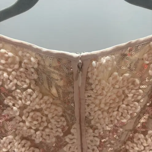 Tahar ASL Tahari Arthur S. Levine Ivory Sequin Embroidered Cocktail Dress