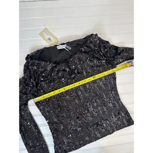 Ramy Brook NWT Ramy Brooke Black Nicole Sequined Top Glam Elegant Sleek Party Womens Sz S