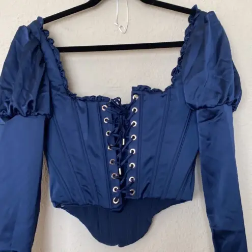 House Of CB  'Dana'‎ Navy Puff Sleeve Corset NWOT