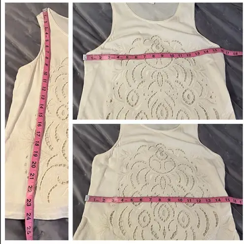 JCrew Factory Eyelet Lace Off White Cotton Tank Top Cream XS White