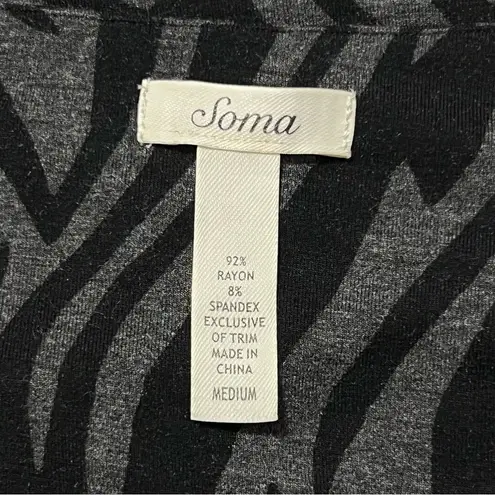 Soma Womens Zebra Print Baddie Dress Size M Twist Front Mob Wife Office Stretch