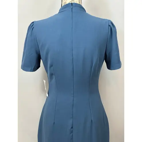 Alexia Admor Dixie Mockneck Maxi Sheath Dress in Denim Blue 4