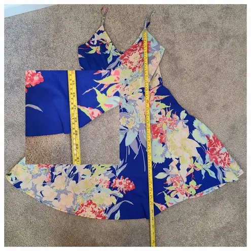Yumi Kim Womens XS Floral Spaghetti Strap Fit & Flare Mini Dress Blue Pink