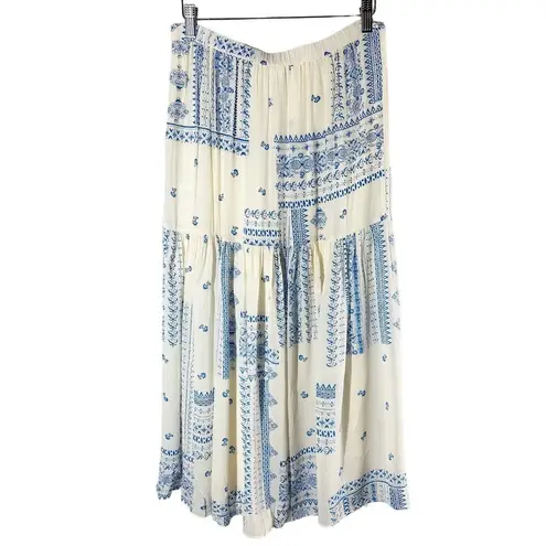 Ba&sh Londer Patchwork Print Midi Skirt Size US 6 Medium Ecru