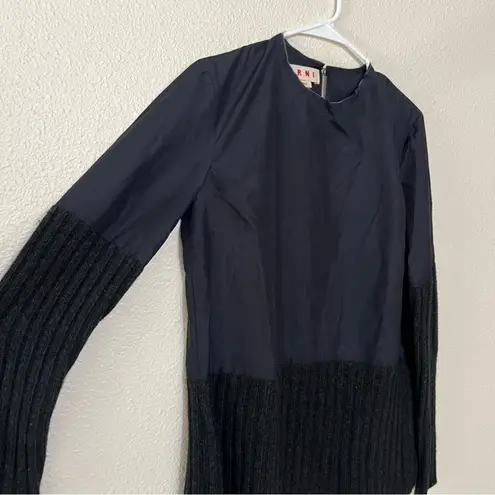 Marni dark grey raw cut silk wool cashmere dual fabric sweater 38 / US2 Gray Size 2