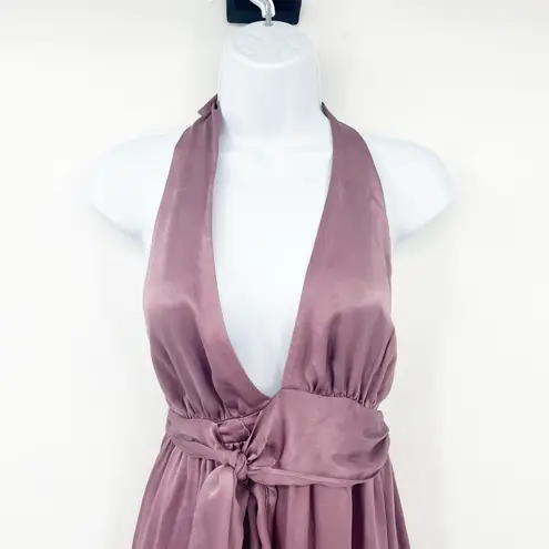 Susana Monaco Womens 100% Silk Y2K Plunge Halter Neck Mini Slip Dress Size 2