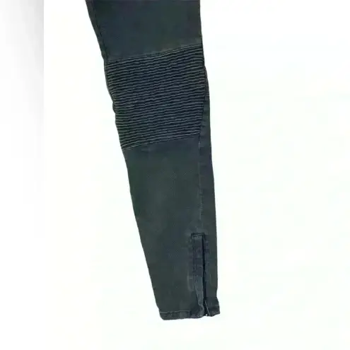 ZARA  Slim Fit Medium Rise Black Moto Jeans with Zipper Ankle‎ Size 4
