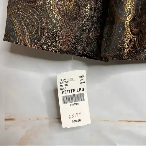draper's & damon's Petite Gold Brown Brocade Jacket Size Large Long Sleeve
