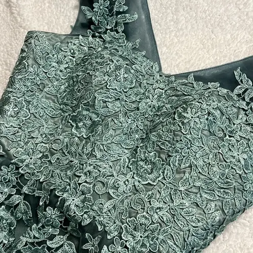 JAEDEN formal green a line v neck floral tulle dress prom wedding bridesmaid NWT Size undefined