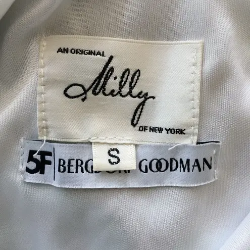 Milly Bergdorf Goodman Silk Bell Sleeves Brown Green Dress Women's Size S