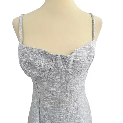 Willow Tweed Corset Mini Dress Blue Metallic Fit & Flare New Size M Size M