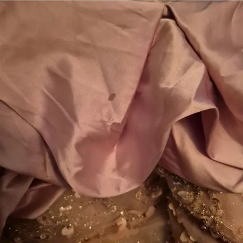 Mac Duggal 21003 Pink Beaded Mermaid Gown With Off The Shoulder Ruffle