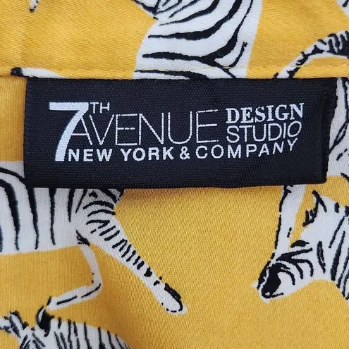 7th Avenue New York & Company Yellow Zebra Shirt Size XL Yellow Zebra Top