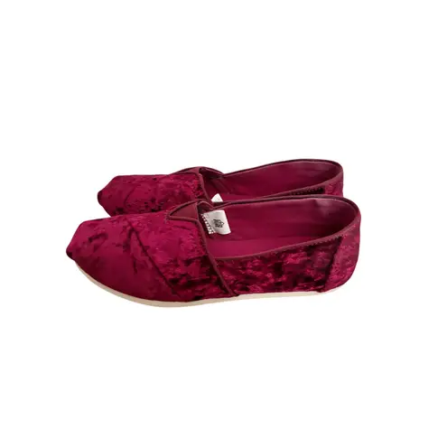 Toms  Classic Shoes Womens Size 8 Alpargata Burgundy Crushed Velvet Slip On NEW
