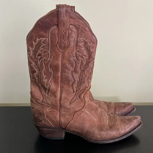 Nocona Women's Deertanned Pointed Toe Cowgirl Boots Brown Size 9