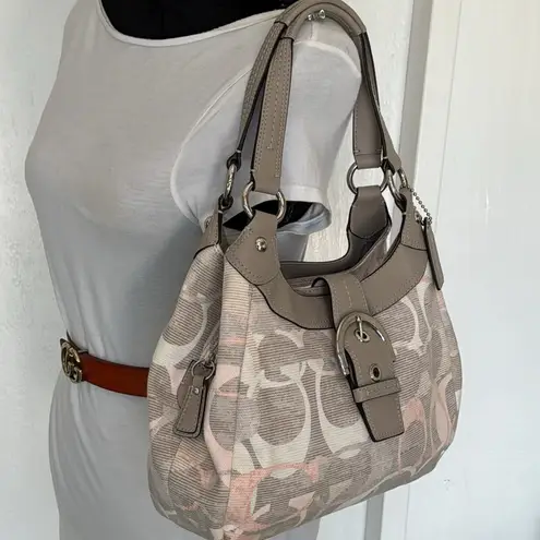 Coach  Soho Optic Signature Linen Multicolor Gray Tri-Compartment Hobo Bag NWOT