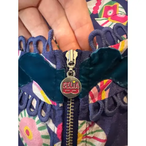 CeliaB Barbara Floral Crepe Dress – Navy – Size XS Blue