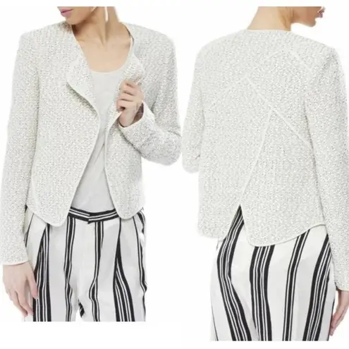 Derek Lam 10 Crosby Angled Lapel Tweed Blazer Cream Ivory Size US 4