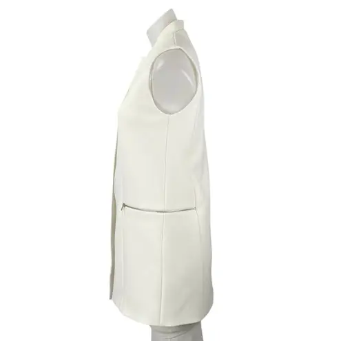 Elie Tahari Women's White Sleeveless Open Front Long Blazer Vest Jacket Size XS