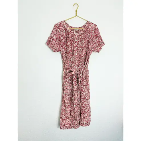 Faherty Carmel Midi Dress Size XS Spice Sunrise Floral Orange Shirtdress Boho