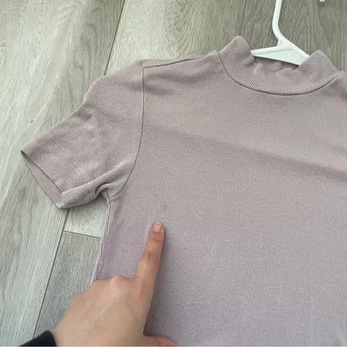 Babaton Crop Top mock neck women Purple (xsmall) casual summer stretchy ribbed